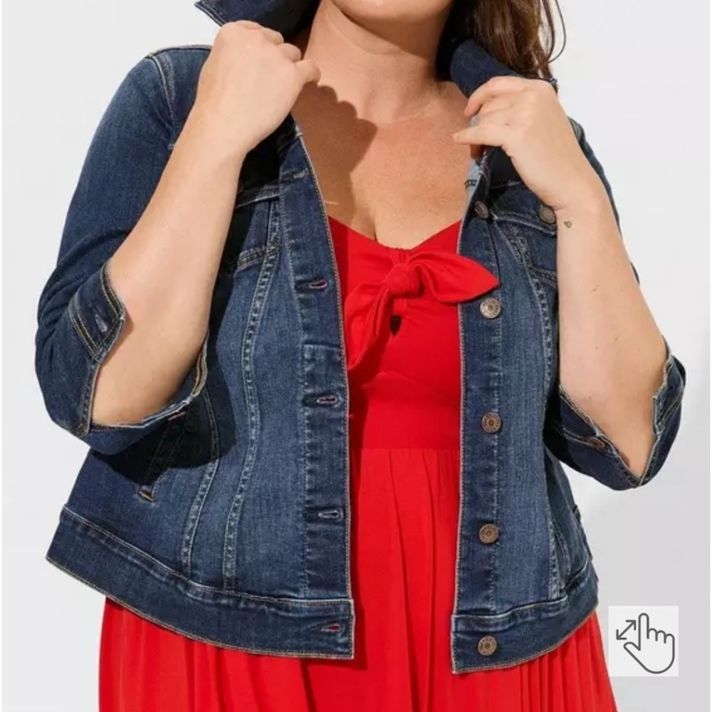 Torrid size 2 slightly distressed denim trucker jacket